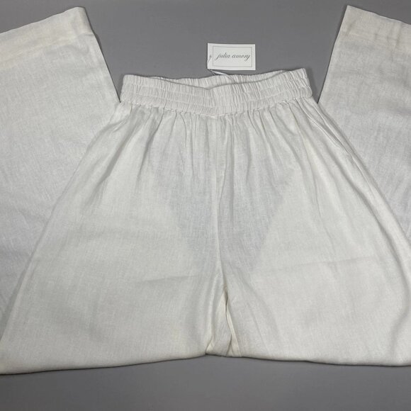 Julia Amory Women’s Obe Linen-Blend Wide Leg Pull-On Pants Size S White - Picture 1 of 6